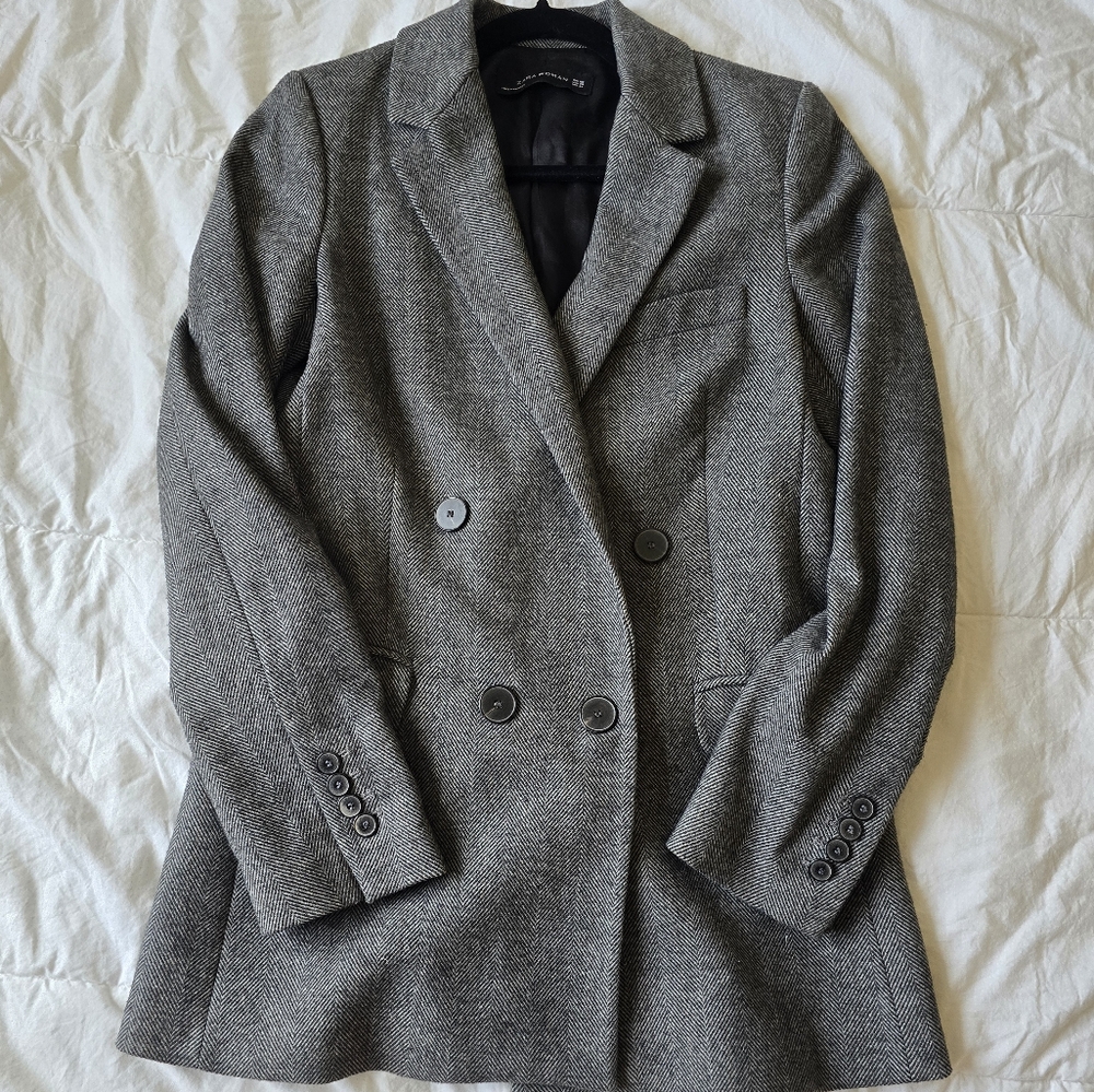 Zara Gray Double-Breasted Blazer// XS